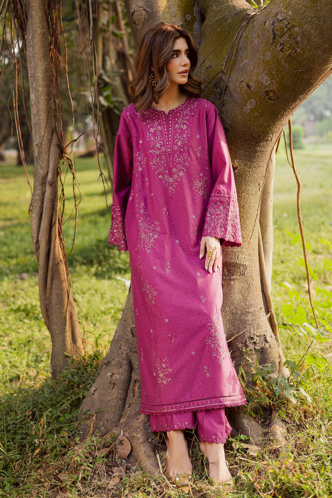 Eyter 2Pc - Embroidered Karandi Dress BATIK WINTER PRET 2025  BATIK   XS / Barbie Pink / Karandi-S / Barbie Pink / Karandi-M / Barbie Pink / Karandi-L / Barbie Pink / Karandi-XL / Barbie Pink / Karandi