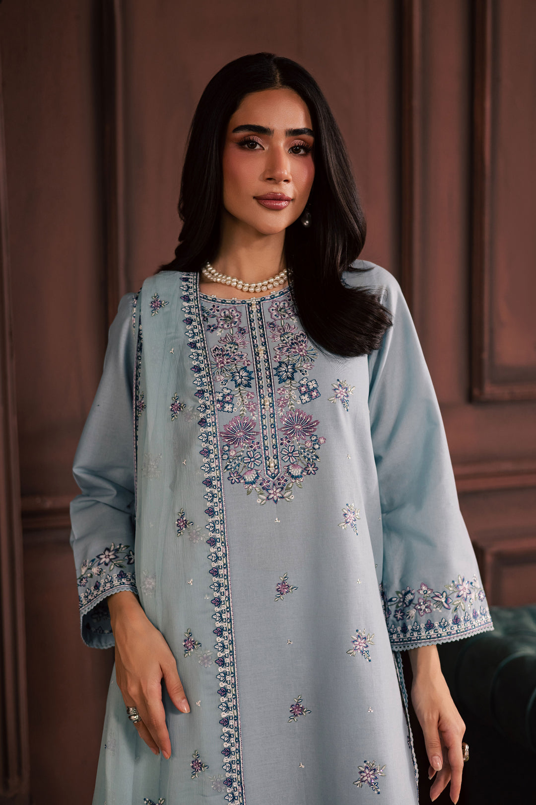 Azure Charm  3Pc - Embroidered Khaddar Dress BATIK WINTER PRET 2025  BATIK   XS / Sky Blue / Khaddar-S / Sky Blue / Khaddar-M / Sky Blue / Khaddar-L / Sky Blue / Khaddar-XL / Sky Blue / Khaddar