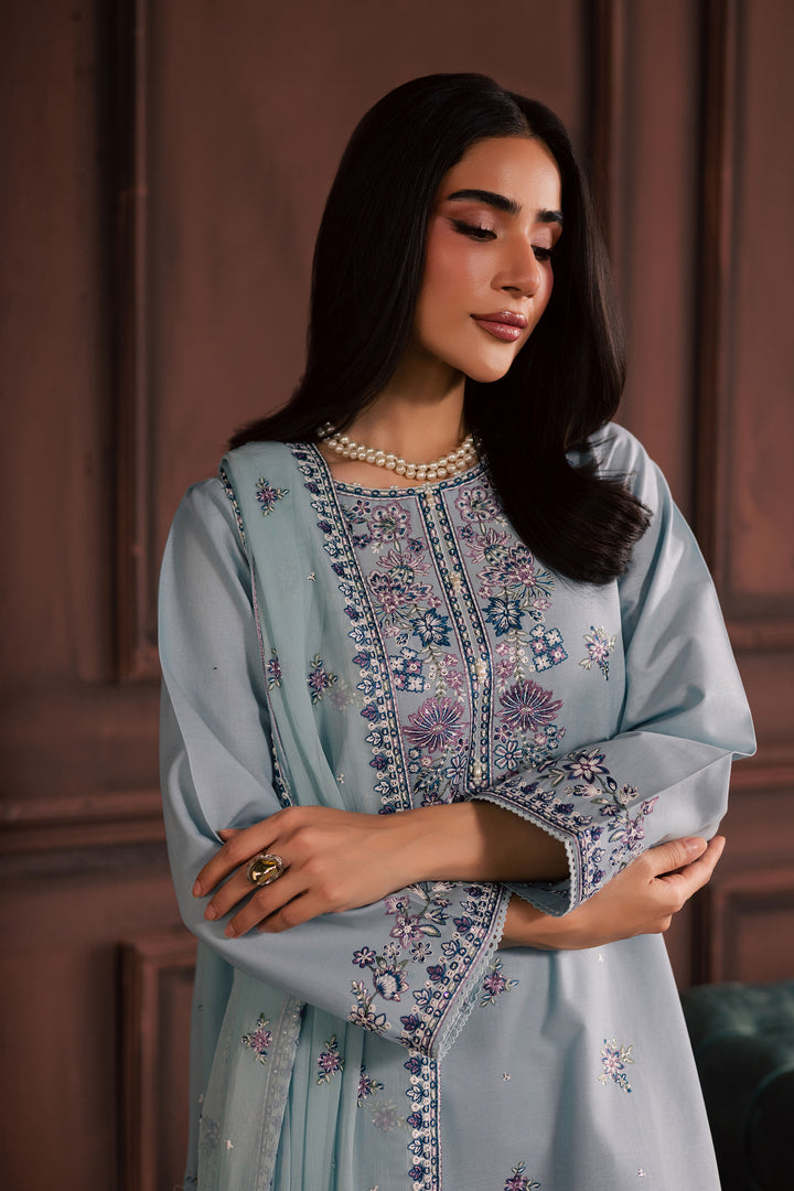 Azure Charm  3Pc - Embroidered Khaddar Dress BATIK WINTER PRET 2025  BATIK   XS / Sky Blue / Khaddar-S / Sky Blue / Khaddar-M / Sky Blue / Khaddar-L / Sky Blue / Khaddar-XL / Sky Blue / Khaddar