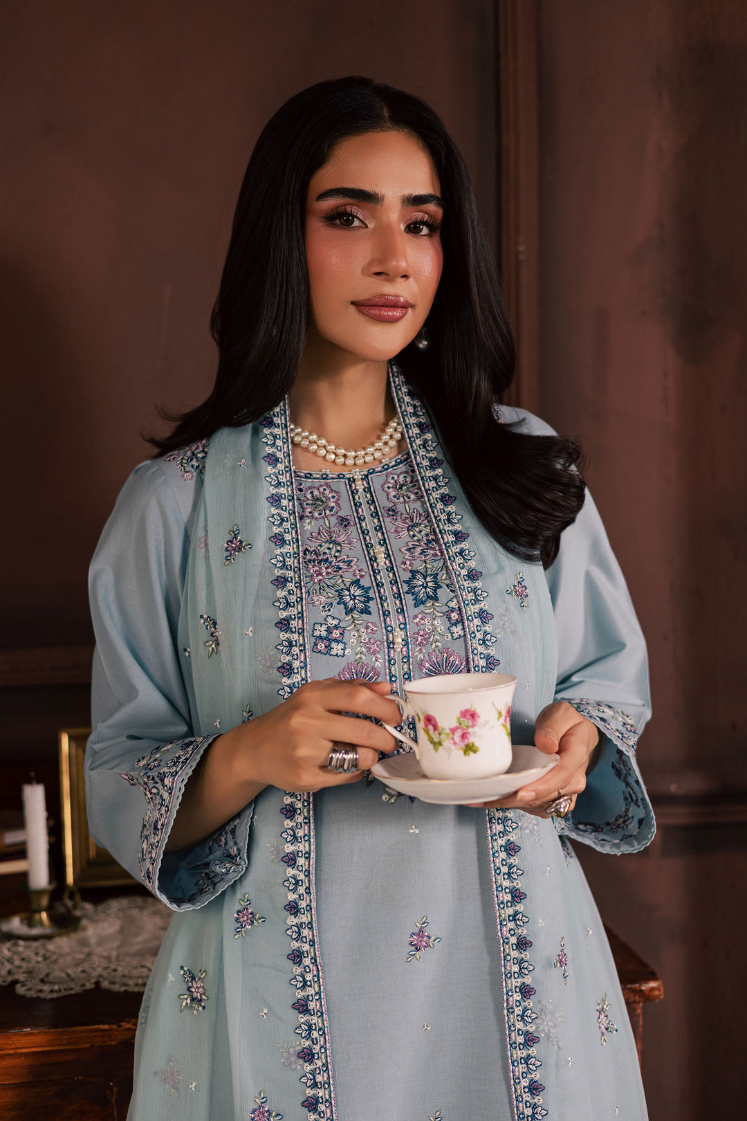 Azure Charm  3Pc - Embroidered Khaddar Dress BATIK WINTER PRET 2025  BATIK   XS / Sky Blue / Khaddar-S / Sky Blue / Khaddar-M / Sky Blue / Khaddar-L / Sky Blue / Khaddar-XL / Sky Blue / Khaddar