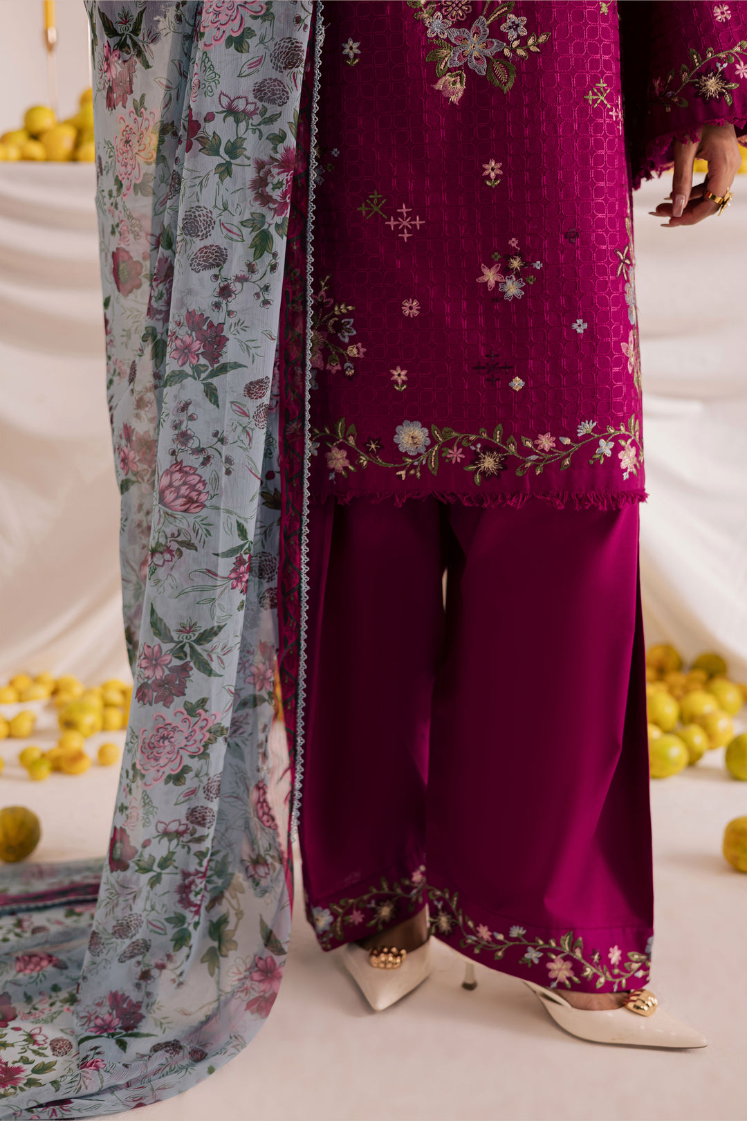 Floral Pine 3Pc - Embroidered Khaddar Dress
