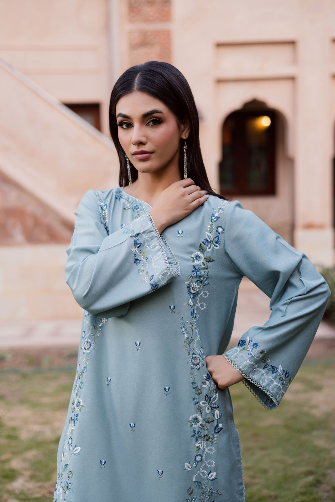 Frosty 2Pc - Embroidered Karandi Dress