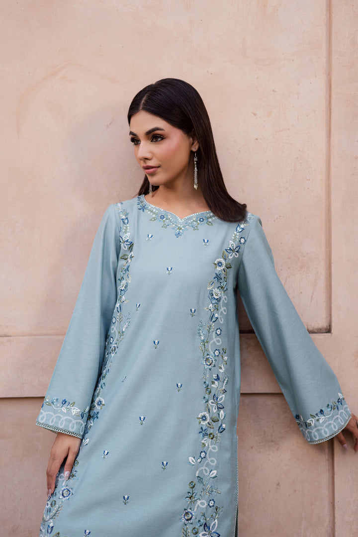 Frosty 2Pc - Embroidered Karandi Dress