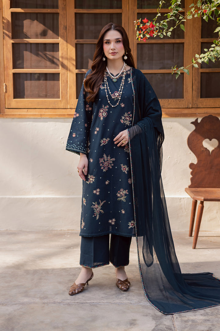 Gold Ocean 3Pc - Embroidered Khaddar Dress
