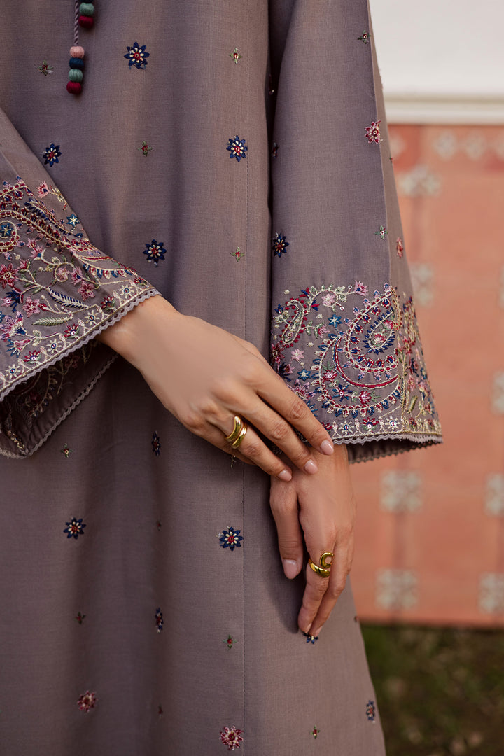 Grey Riha 2Pc - Embroidered Khaddar Dress