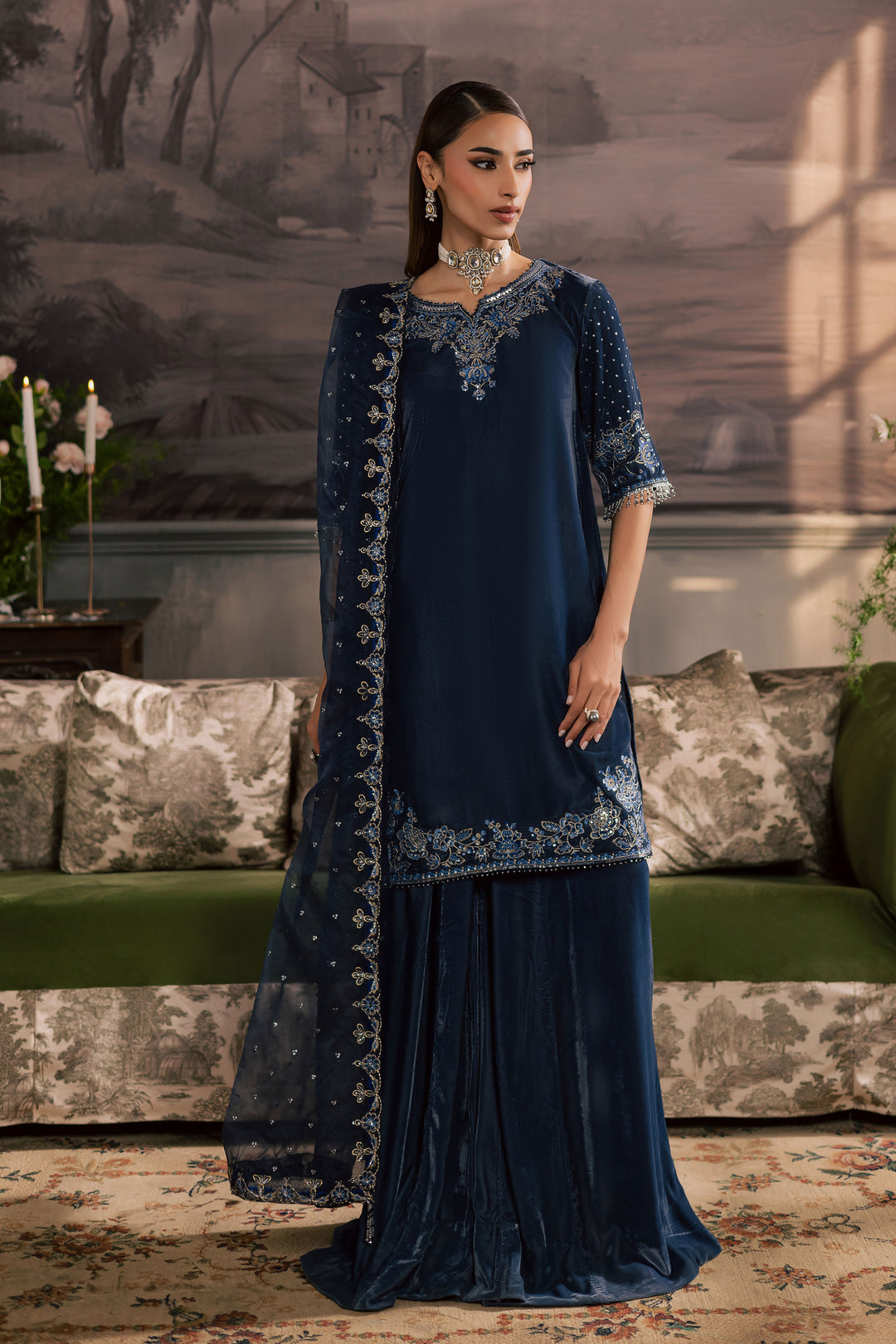 Hematite 3Pc - Velvet Luxe Pret BATIKLuxePRET2025  BATIK   XS / Grey / Velvet-S / Grey / Velvet-M / Grey / Velvet-L / Grey / Velvet-XL / Grey / Velvet