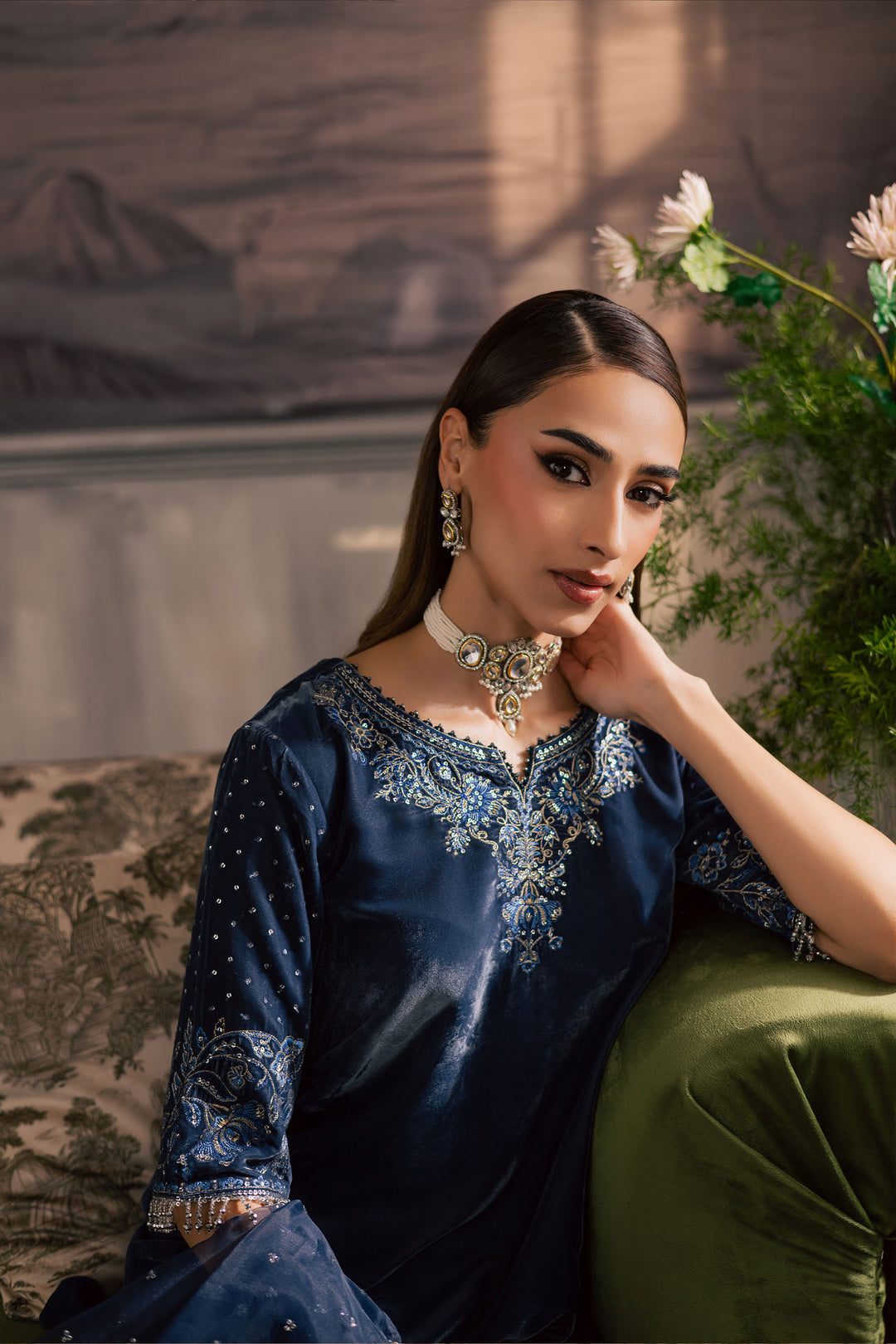 Hematite 3Pc - Velvet Luxe Pret BATIKLuxePRET2025  BATIK   XS / Grey / Velvet-S / Grey / Velvet-M / Grey / Velvet-L / Grey / Velvet-XL / Grey / Velvet