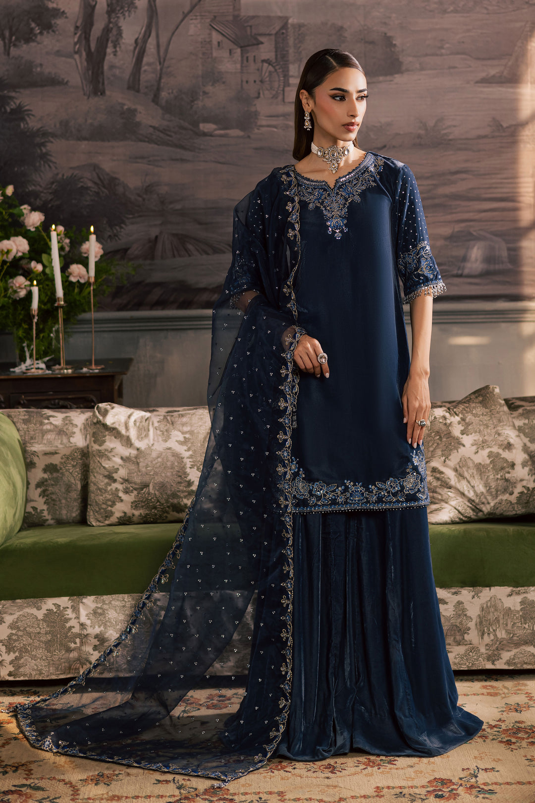 Hematite 3Pc - Velvet Luxe Pret BATIKLuxePRET2025  BATIK   XS / Grey / Velvet-S / Grey / Velvet-M / Grey / Velvet-L / Grey / Velvet-XL / Grey / Velvet