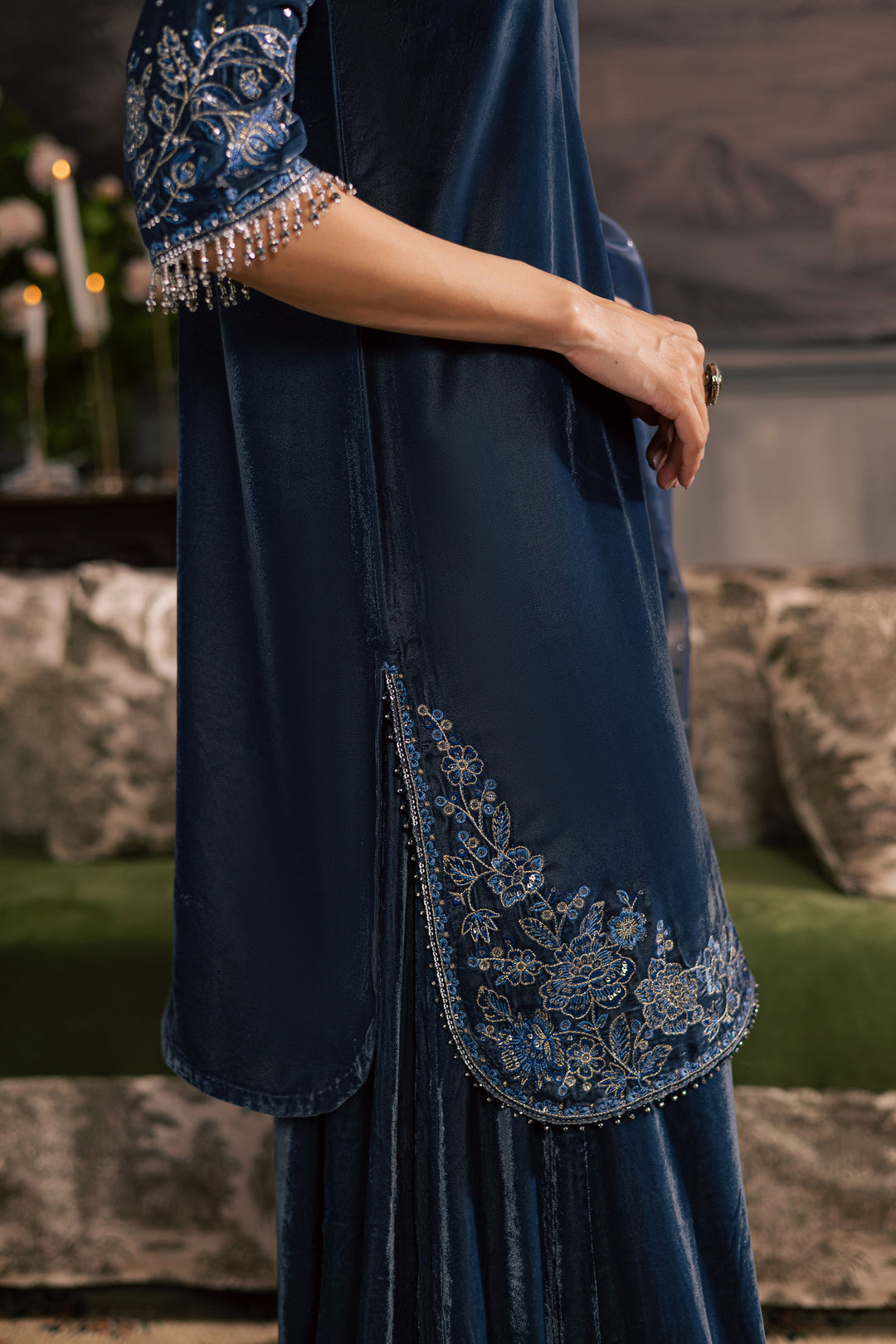 Hematite 3Pc - Velvet Luxe Pret BATIKLuxePRET2025  BATIK   XS / Grey / Velvet-S / Grey / Velvet-M / Grey / Velvet-L / Grey / Velvet-XL / Grey / Velvet