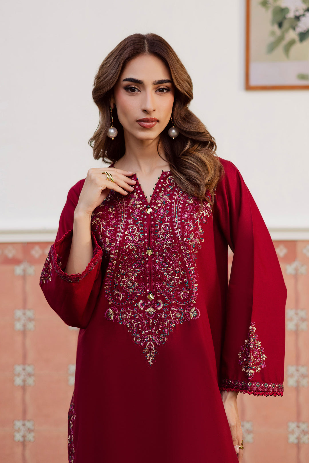 Hyde 2Pc - Embroidered Khaddar Dress