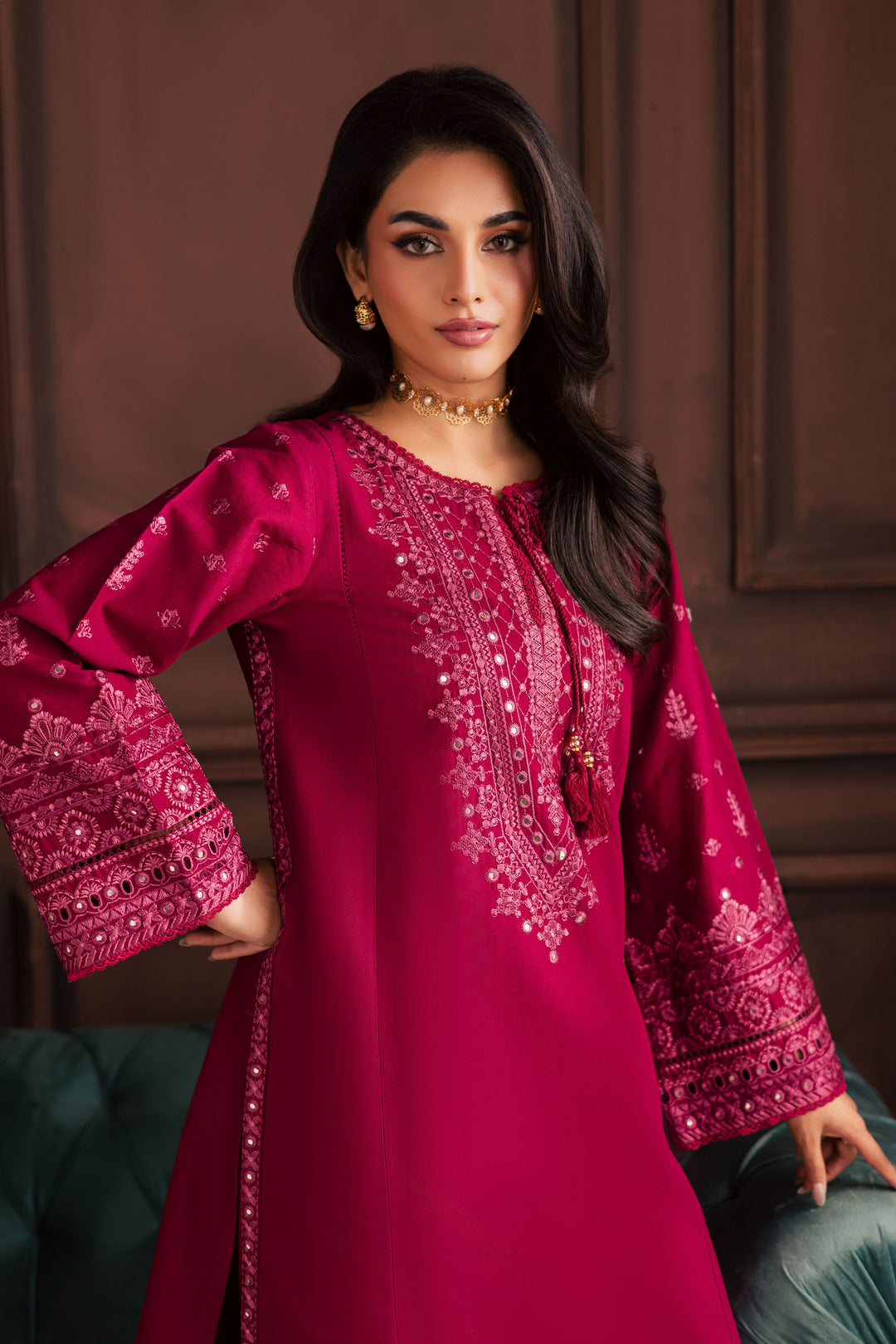 Irha 2Pc - Embroidered Khaddar Dress BATIK WINTER PRET 2025  BATIK   XS / Burgundy / Khaddar-S / Burgundy / Khaddar-M / Burgundy / Khaddar-L / Burgundy / Khaddar-XL / Burgundy / Khaddar