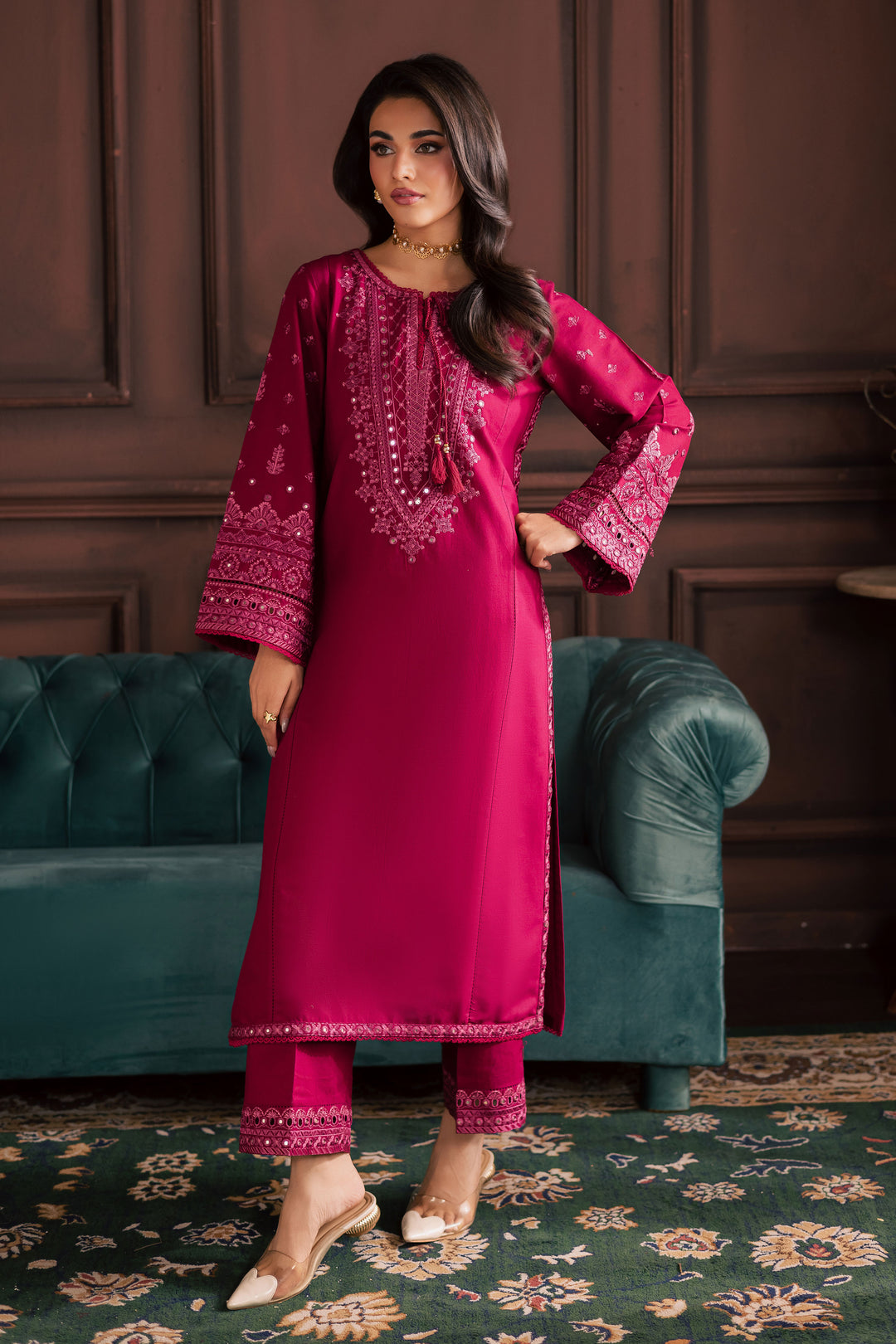 Irha 2Pc - Embroidered Khaddar Dress BATIK WINTER PRET 2025  BATIK   XS / Burgundy / Khaddar-S / Burgundy / Khaddar-M / Burgundy / Khaddar-L / Burgundy / Khaddar-XL / Burgundy / Khaddar