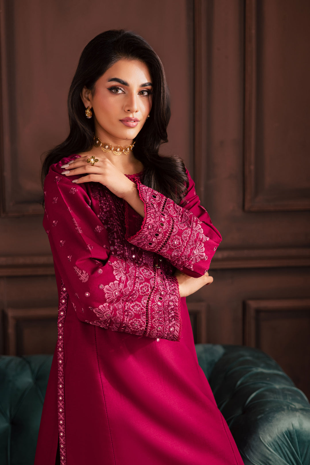 Irha 2Pc - Embroidered Khaddar Dress BATIK WINTER PRET 2025  BATIK   XS / Burgundy / Khaddar-S / Burgundy / Khaddar-M / Burgundy / Khaddar-L / Burgundy / Khaddar-XL / Burgundy / Khaddar