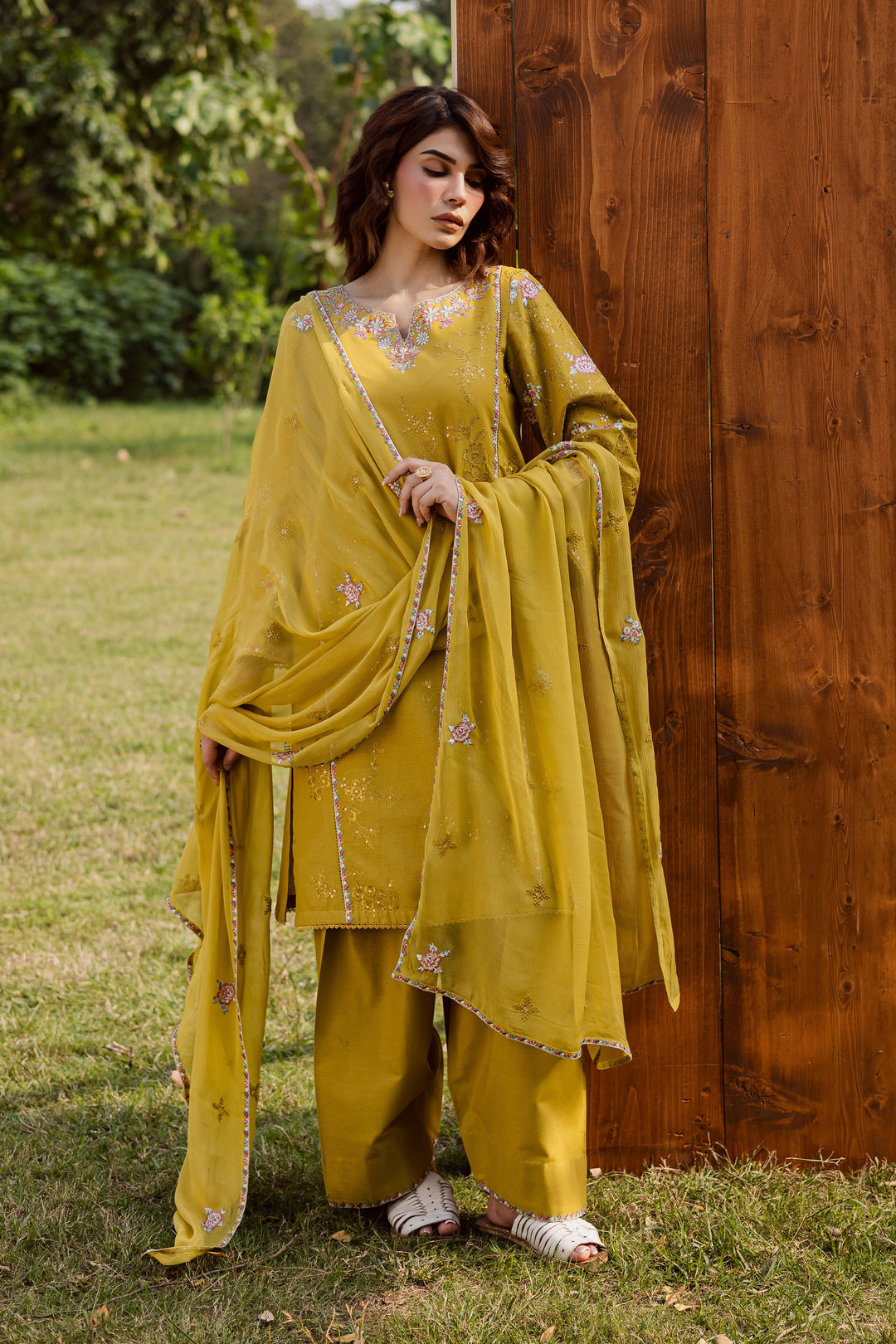 Julie 3Pc - Embroidered Khaddar Dress BATIK WINTER PRET 2025  BATIK   XS / Lemon Green / Khaddar-S / Lemon Green / Khaddar-M / Lemon Green / Khaddar-L / Lemon Green / Khaddar-XL / Lemon Green / Khaddar