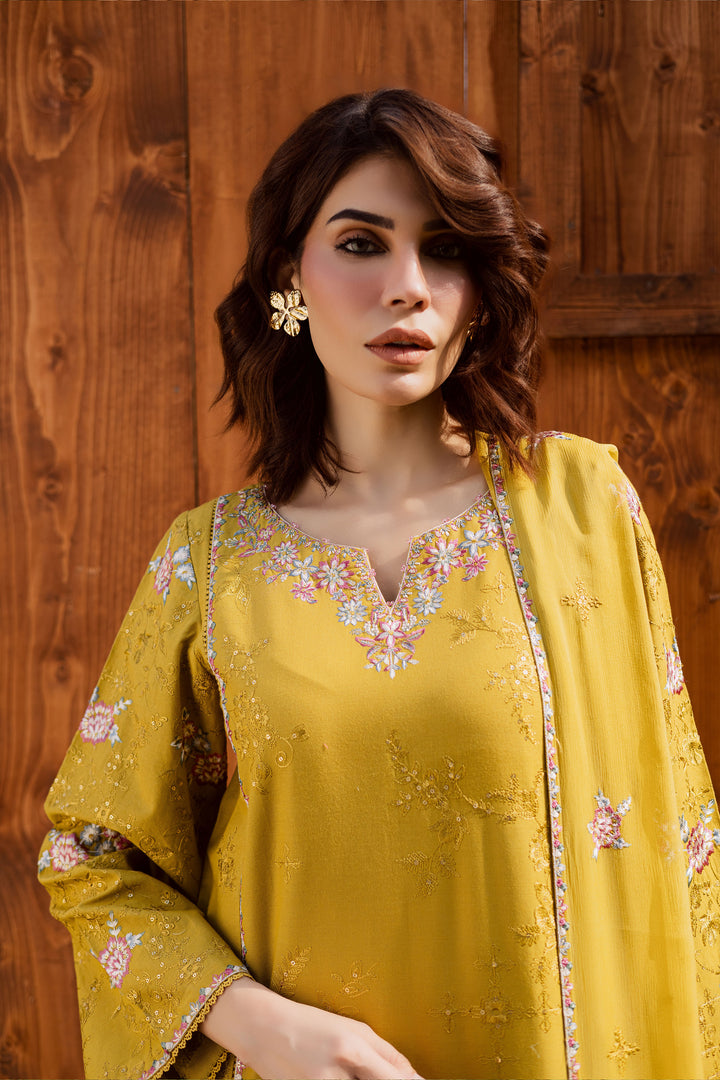 Julie 3Pc - Embroidered Khaddar Dress BATIK WINTER PRET 2025  BATIK   XS / Lemon Green / Khaddar-S / Lemon Green / Khaddar-M / Lemon Green / Khaddar-L / Lemon Green / Khaddar-XL / Lemon Green / Khaddar