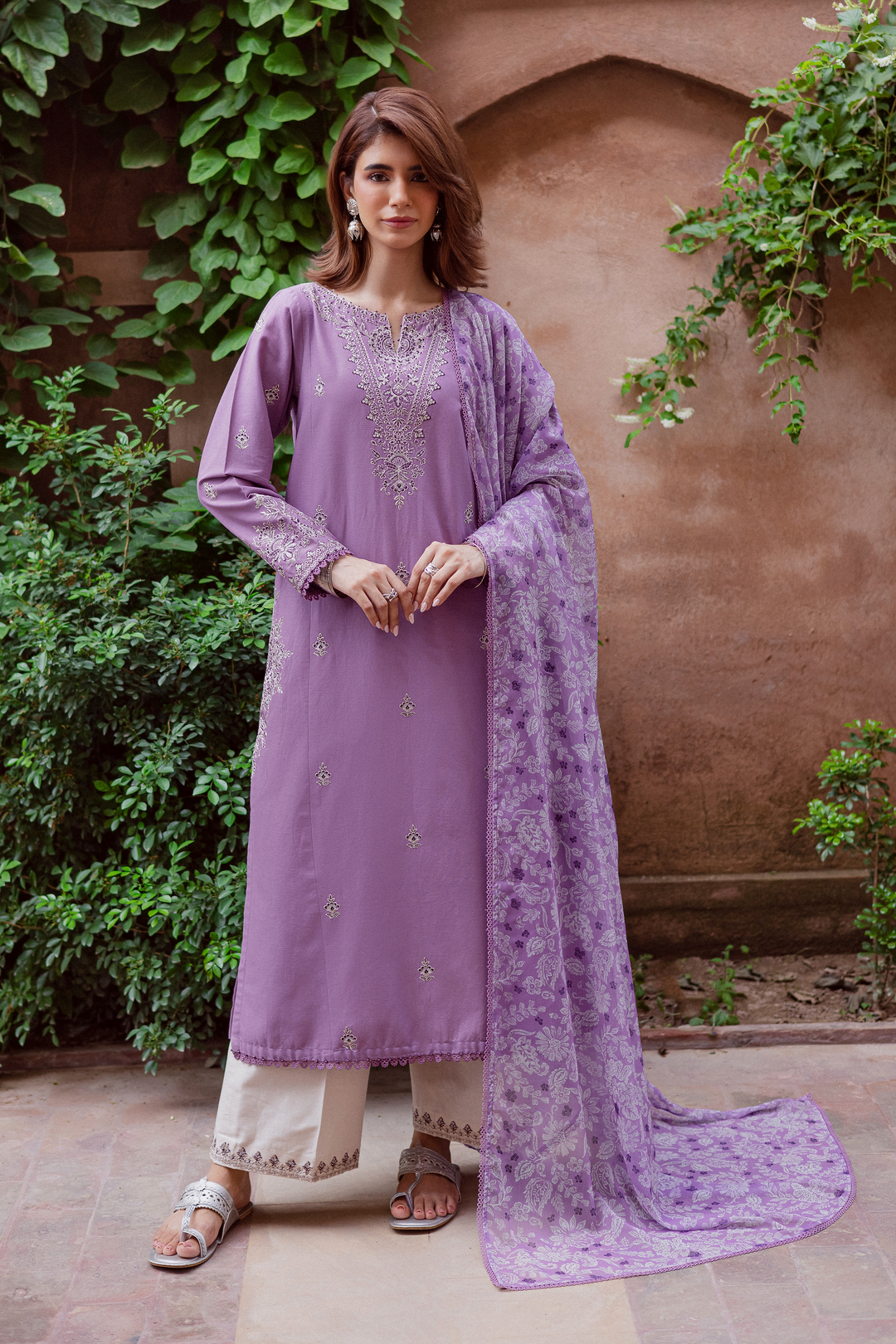Mandala 3Pc - Embroidered Khaddar Dress BATIK WINTER PRET 2025  BATIK   XS / Lavender / Khaddar-S / Lavender / Khaddar-M / Lavender / Khaddar-L / Lavender / Khaddar-XL / Lavender / Khaddar