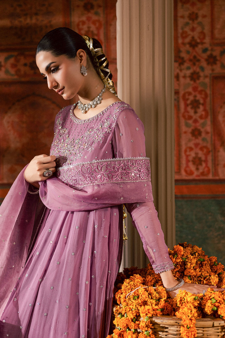 Mauve Muse 3Pc - Chiffon Wedding Frock BATIKLuxePRET2025  BATIK   S / Mauve / Chiffon & Raw Silk-M / Mauve / Chiffon & Raw Silk-L / Mauve / Chiffon & Raw Silk