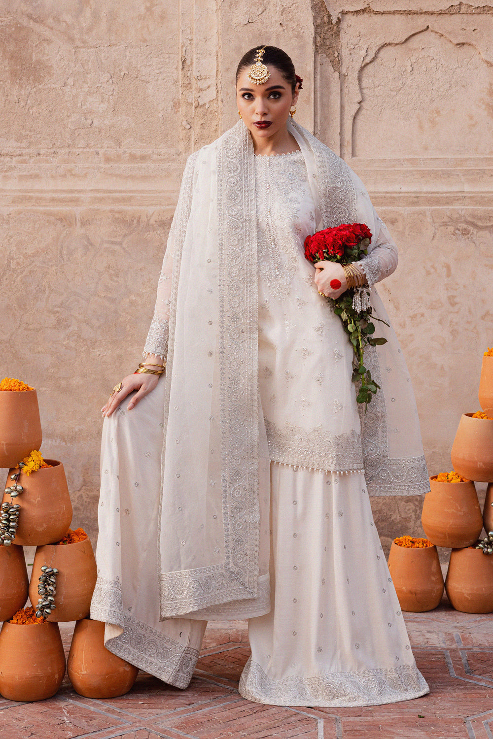  Meher 3Pc - Festive Luxe Pret BATIKLuxePRET  BATIK   XS / Pearl White / Organza & Raw Silk-S / Pearl White / Organza & Raw Silk-M / Pearl White / Organza & Raw Silk-L / Pearl White / Organza & Raw Silk-XL / Pearl White / Organza & Raw Silk