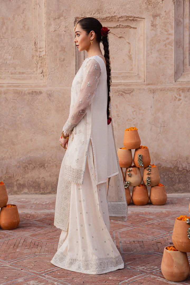  Meher 3Pc - Festive Luxe Pret BATIKLuxePRET  BATIK   XS / Pearl White / Organza & Raw Silk-S / Pearl White / Organza & Raw Silk-M / Pearl White / Organza & Raw Silk-L / Pearl White / Organza & Raw Silk-XL / Pearl White / Organza & Raw Silk