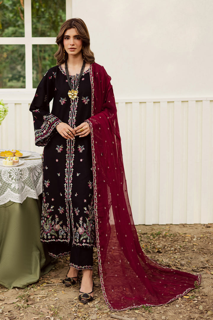 Black Musk 3Pc - Embroidered Khaddar Dress