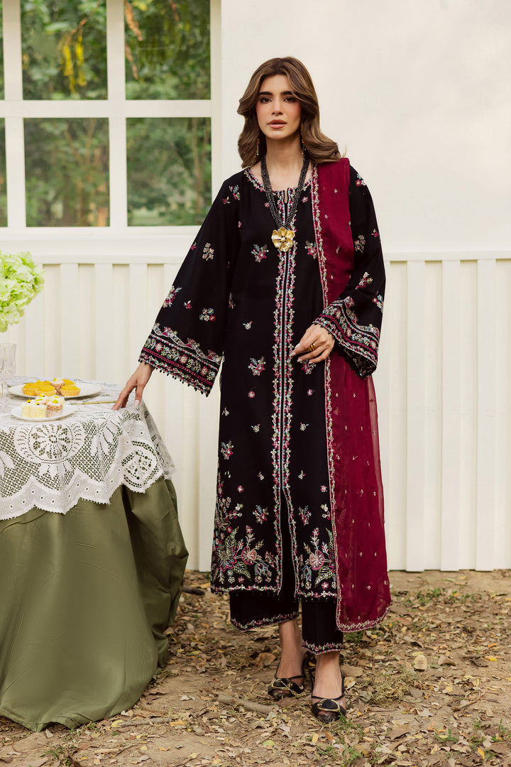 Black Musk 3Pc - Embroidered Khaddar Dress