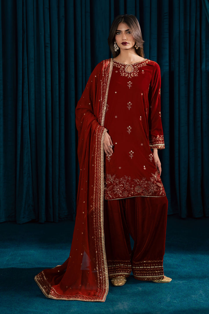 Naranji 3Pc - Velvet Formal Dress BATIKstudio  BATIK   S / Rust / Velvet-M / Rust / Velvet-L / Rust / Velvet