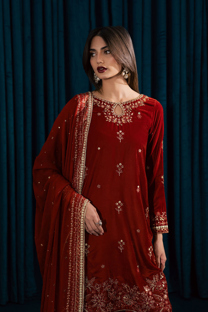 Naranji 3Pc - Velvet Formal Dress