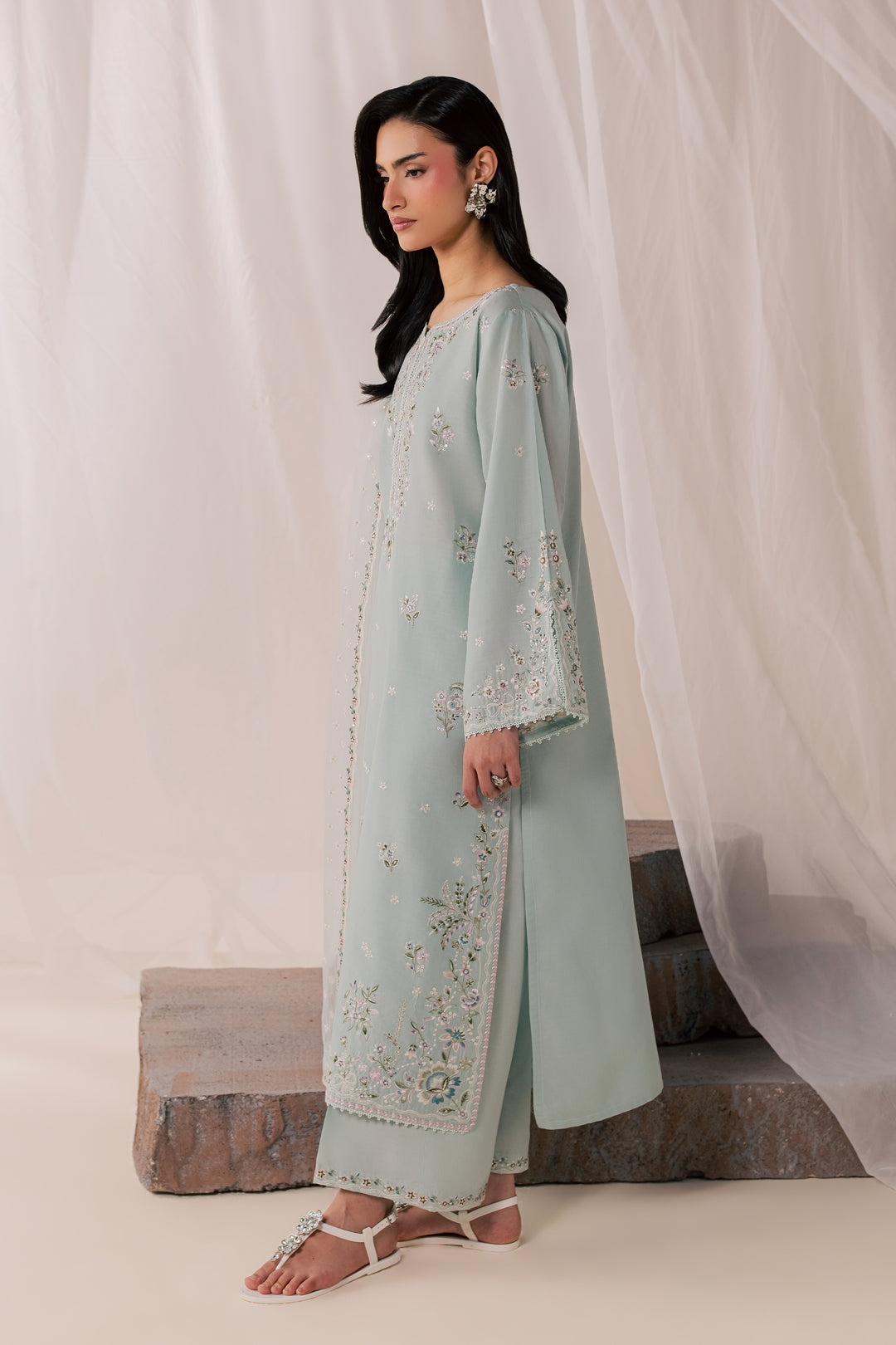 Nirvanah Blue 3Pc - Luxury Embroidered Lawn