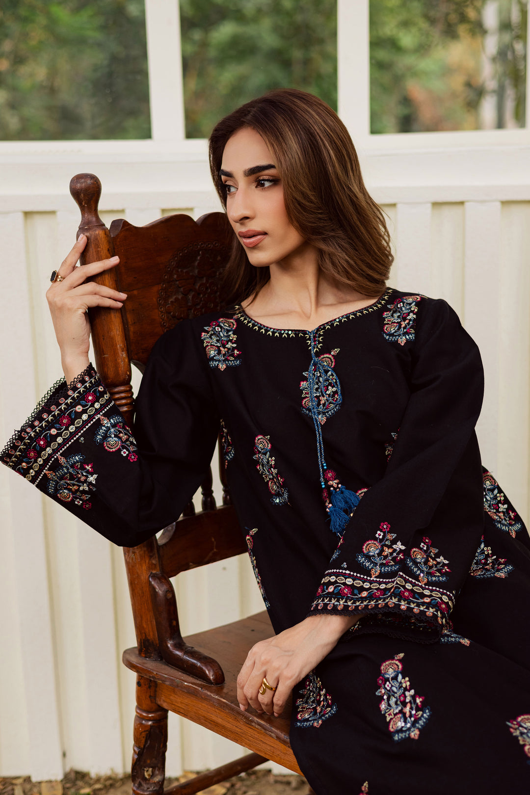 Noir Stitch 2Pc - Embroidered Khaddar Dress