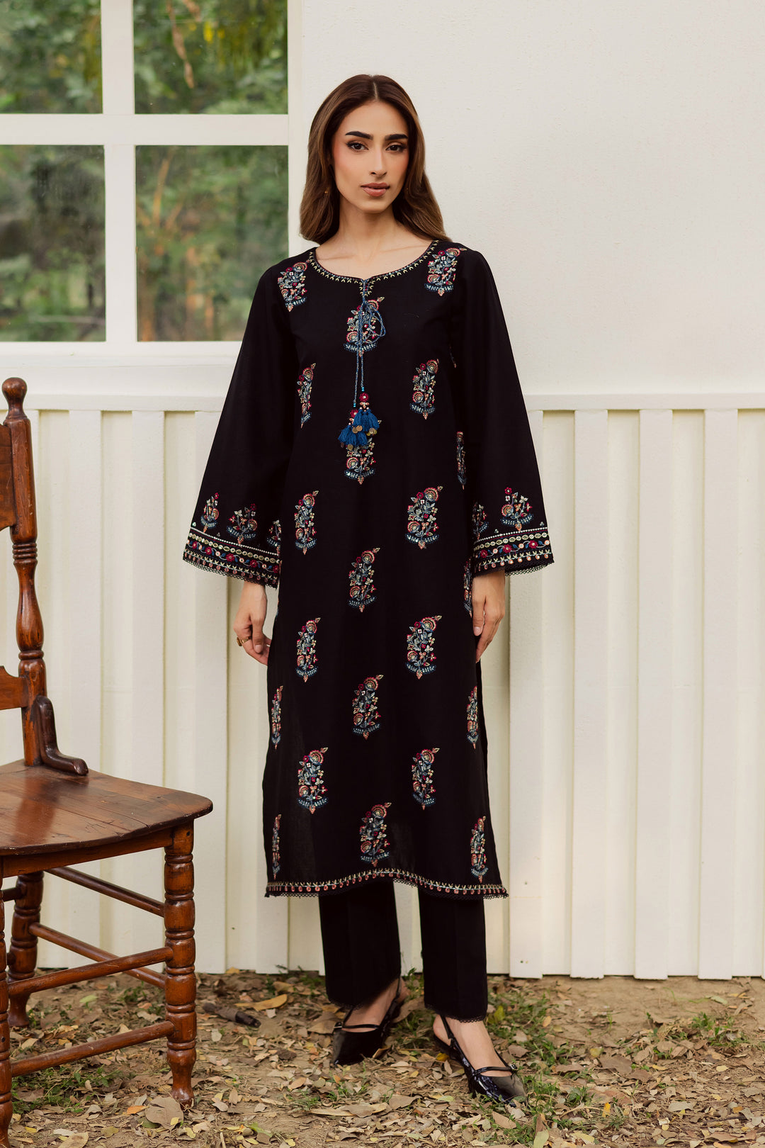 Noir Stitch 2Pc - Embroidered Khaddar Dress BATIK - AE Noir Stitch 2Pc - Embroidered Khaddar Dress BATIK - AE