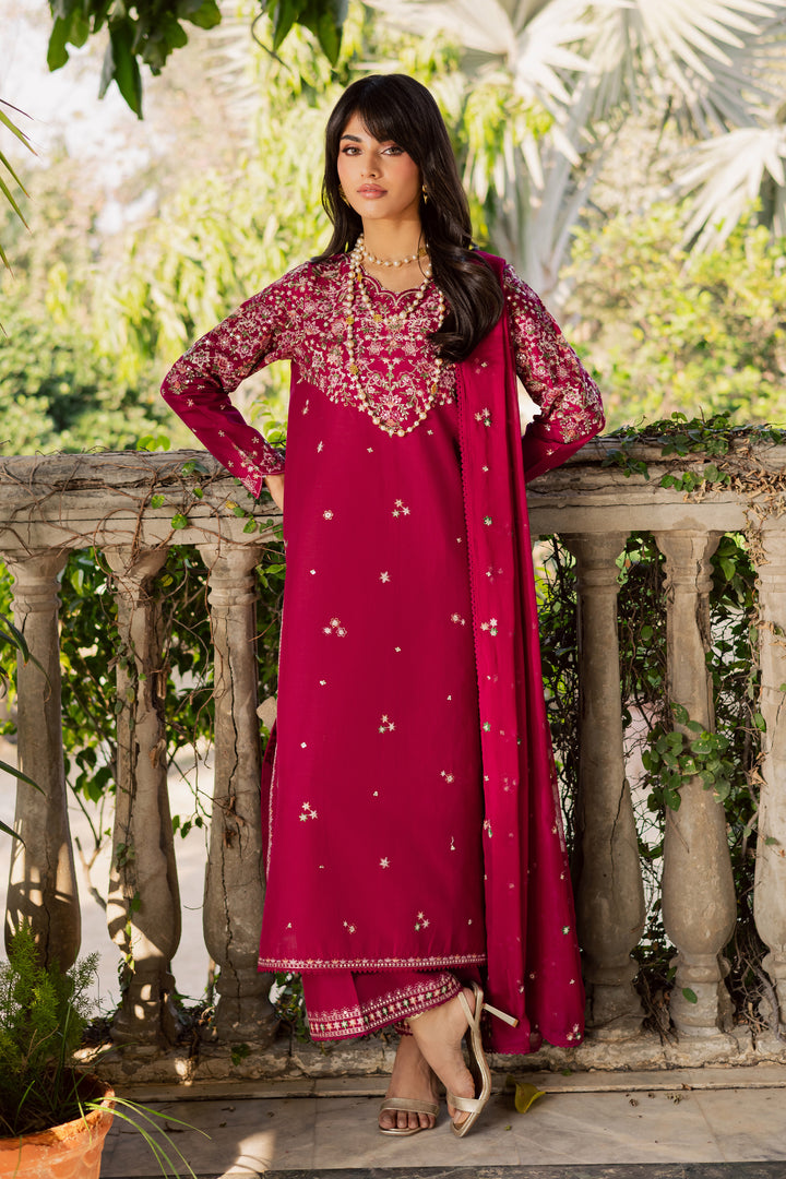 Pink Gulaab 3Pc - Embroidered Khaddar Dress