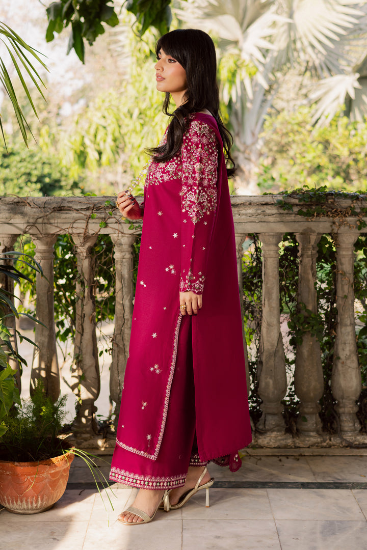 Pink Gulaab 3Pc - Embroidered Khaddar Dress
