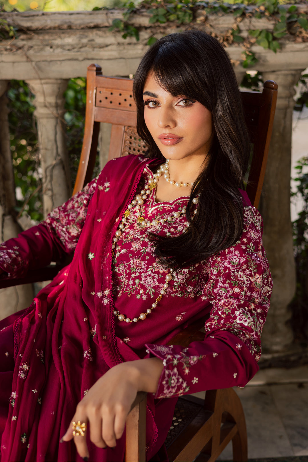 Pink Gulaab 3Pc - Embroidered Khaddar Dress
