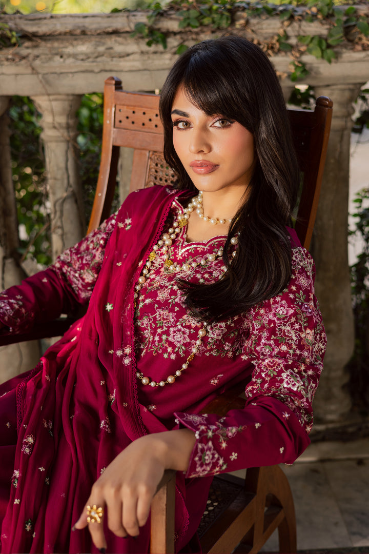 Pink Gulaab 3Pc - Embroidered Khaddar Dress