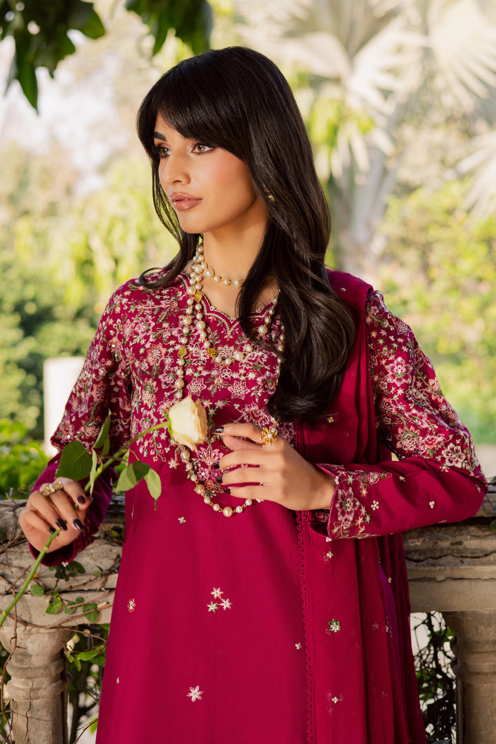 Pink Gulaab 3Pc - Embroidered Khaddar Dress