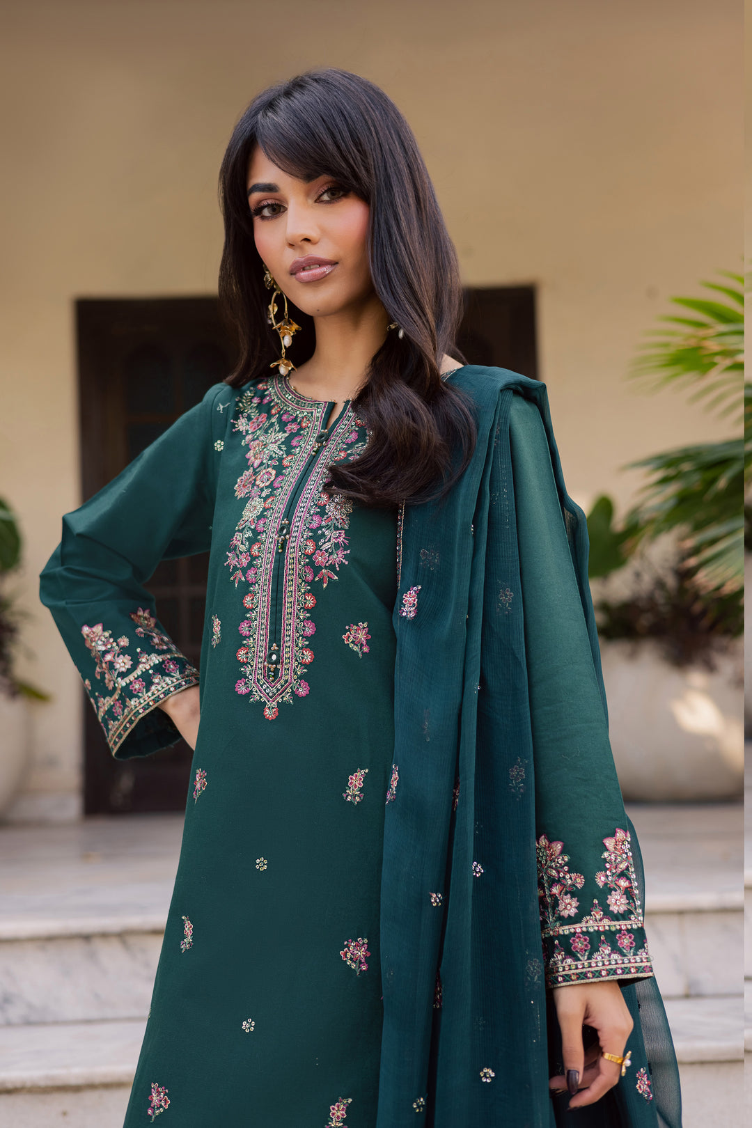 Prism 3Pc - Embroidered Khaddar Dress