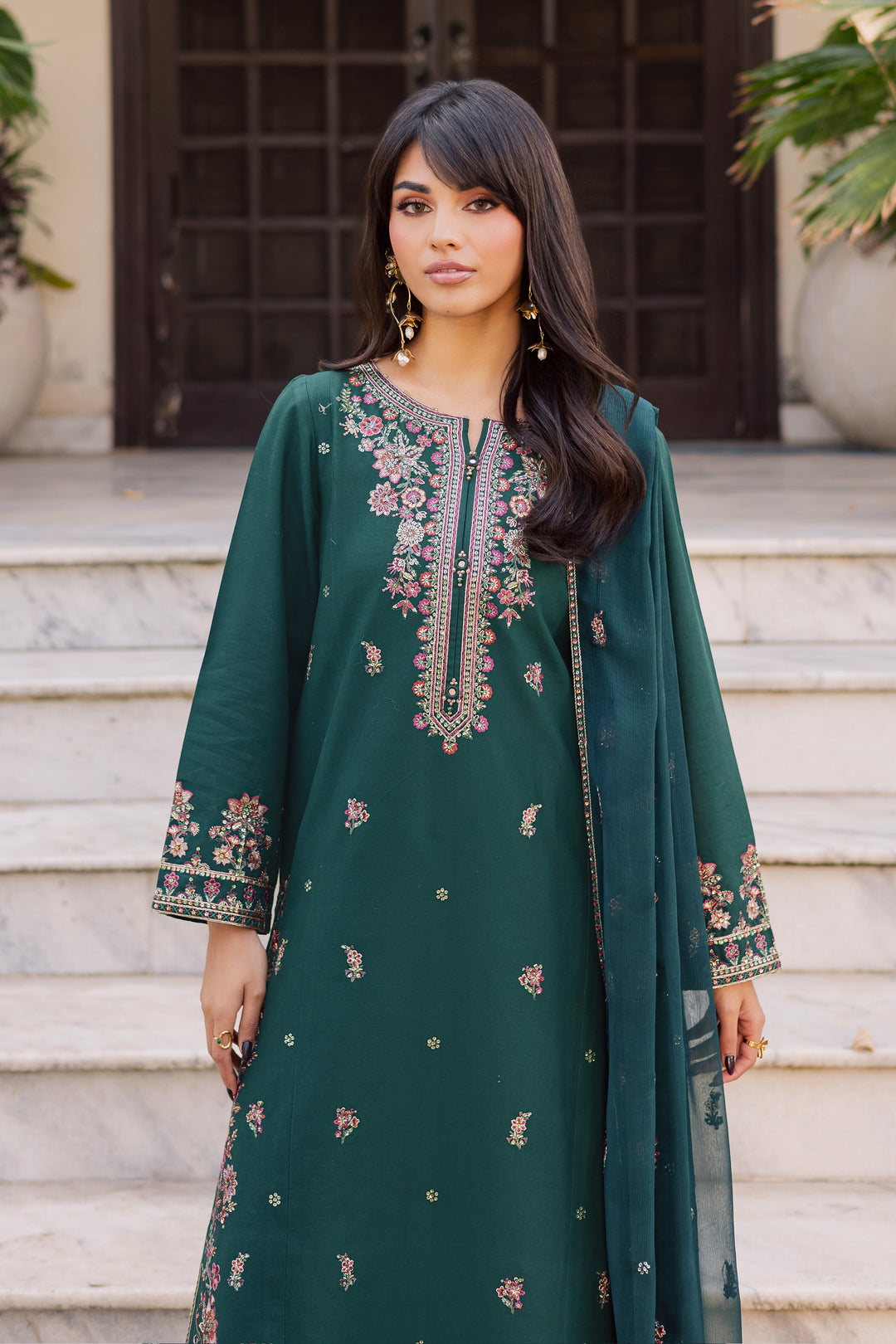 Prism 3Pc - Embroidered Khaddar Dress