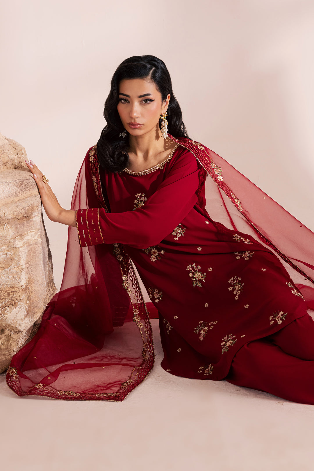 Red Aria 3Pc - Festive Luxe Pret