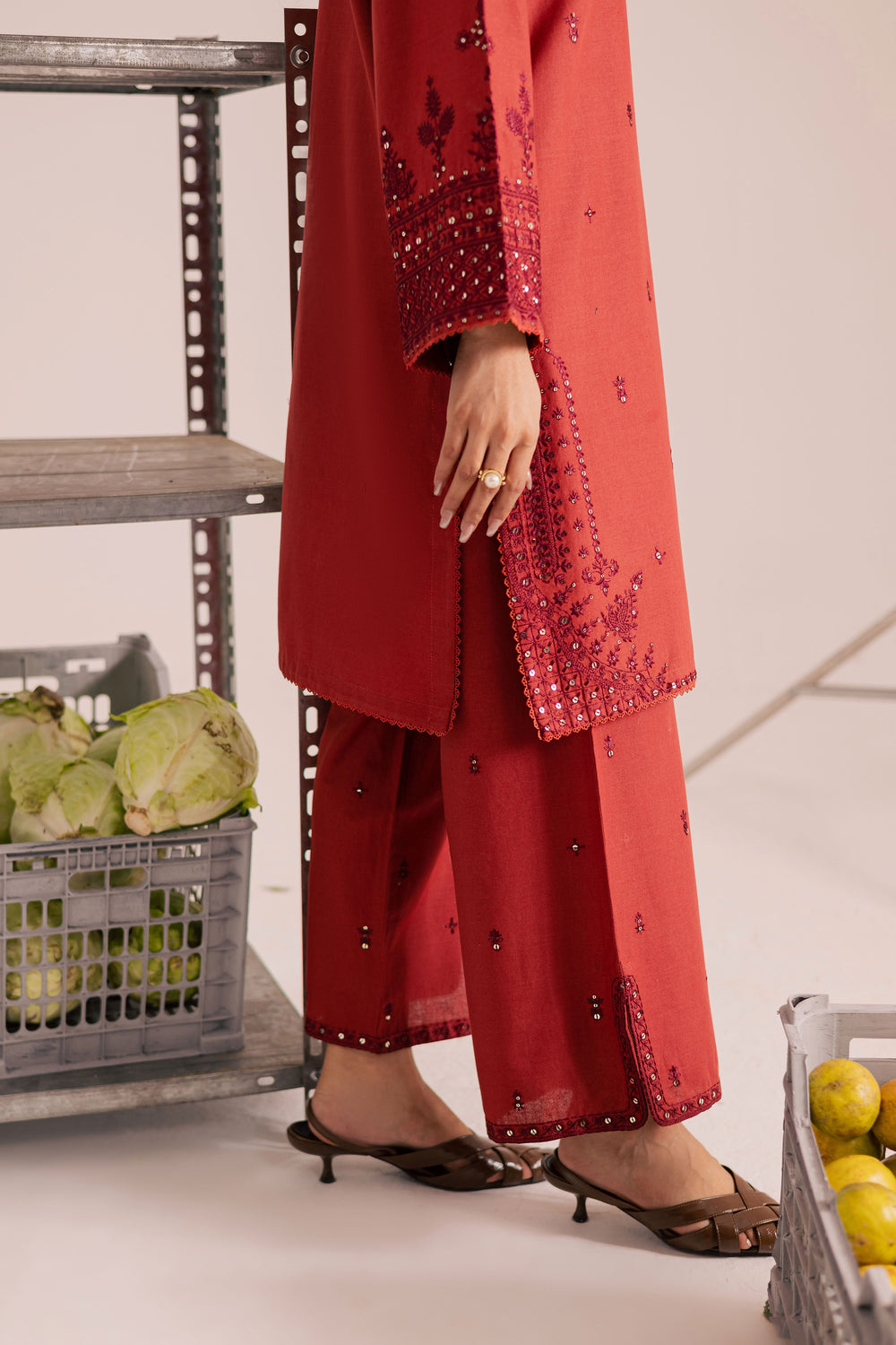 Rust Dazy 2Pc - Embroidered Khaddar Dress BATIK WINTER PRET 2025  BATIK   XS / Rust / Khaddar-S / Rust / Khaddar-M / Rust / Khaddar-L / Rust / Khaddar-XL / Rust / Khaddar