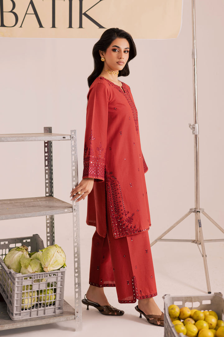 Rust Dazy 2Pc - Embroidered Khaddar Dress BATIK WINTER PRET 2025  BATIK   XS / Rust / Khaddar-S / Rust / Khaddar-M / Rust / Khaddar-L / Rust / Khaddar-XL / Rust / Khaddar