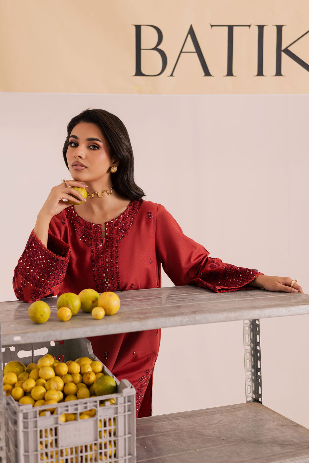 Rust Dazy 2Pc - Embroidered Khaddar Dress BATIK WINTER PRET 2025  BATIK   XS / Rust / Khaddar-S / Rust / Khaddar-M / Rust / Khaddar-L / Rust / Khaddar-XL / Rust / Khaddar