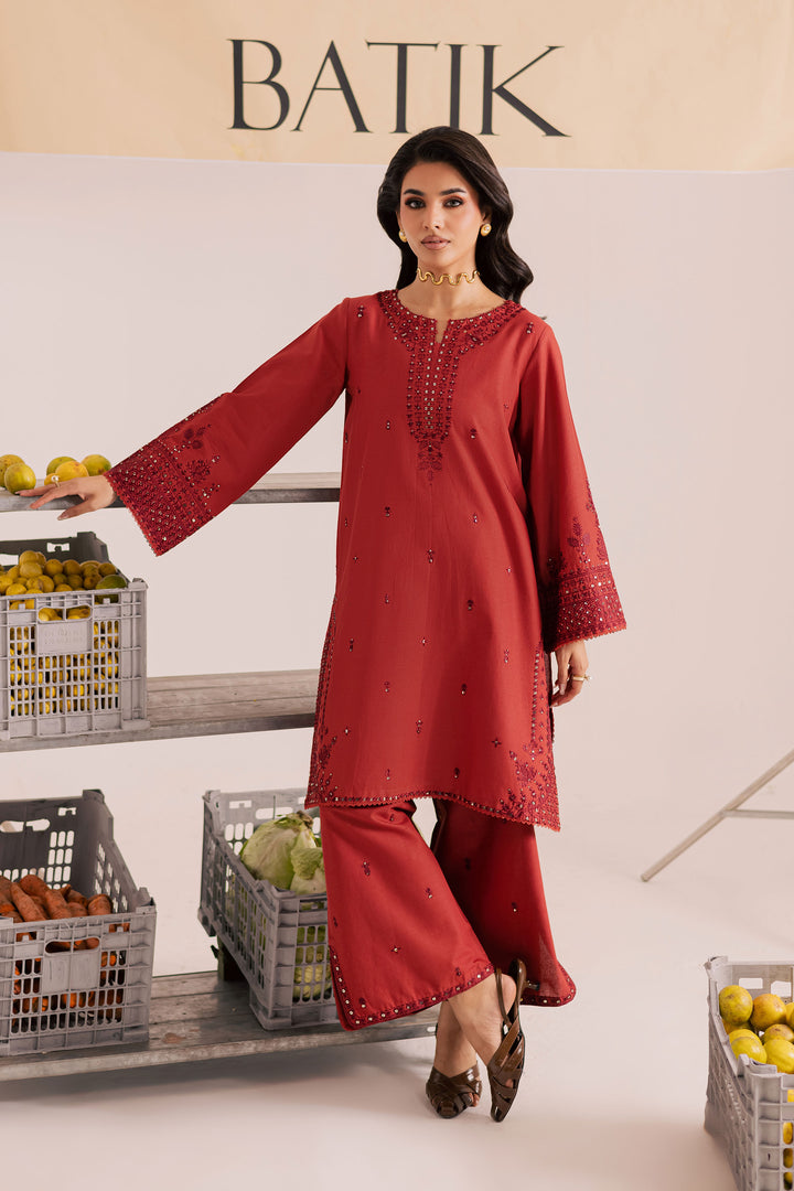 Rust Dazy 2Pc - Embroidered Khaddar Dress BATIK WINTER PRET 2025  BATIK   XS / Rust / Khaddar-S / Rust / Khaddar-M / Rust / Khaddar-L / Rust / Khaddar-XL / Rust / Khaddar