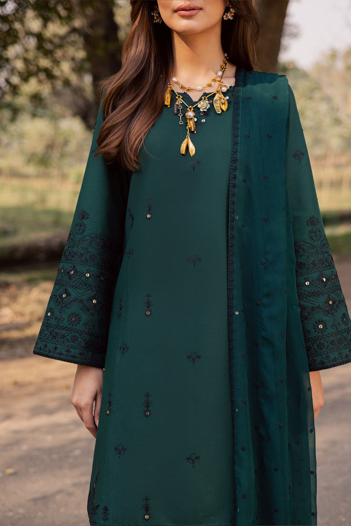 Sabz Meeraki 3Pc - Embroidered Khaddar Dress