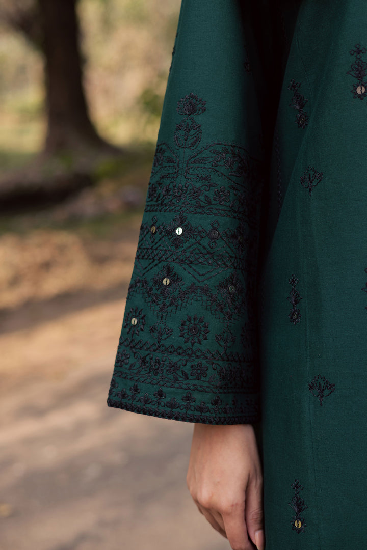 Sabz Meeraki 3Pc - Embroidered Khaddar Dress