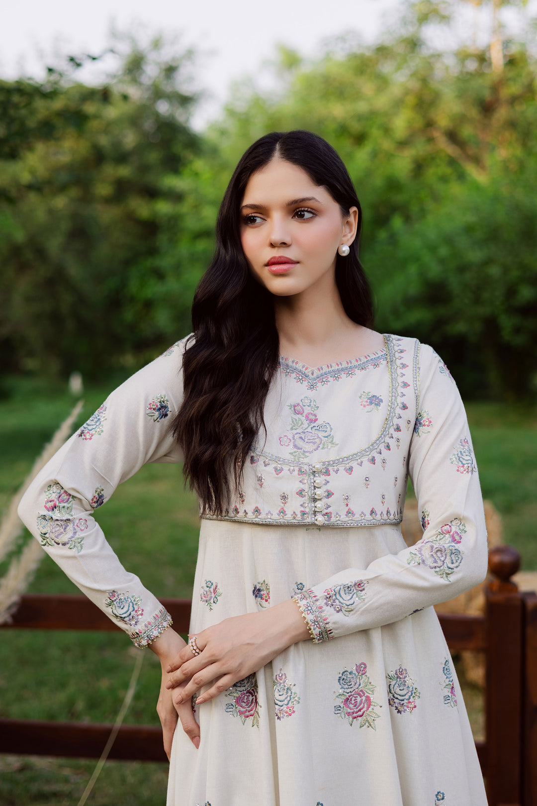 Safaid Chandni 3Pc - Embroidered Karandi Dress BATIK WINTER PRET 2025  BATIK   XS / Cream White / Karandi-S / Cream White / Karandi-M / Cream White / Karandi-L / Cream White / Karandi-XL / Cream White / Karandi