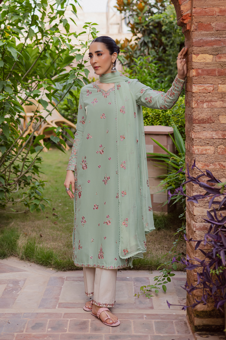 Sea Zunaisha 3Pc - Embroidered Khaddar Dress BATIK WINTER PRET 2025  BATIK   XS / Sea Green / Khaddar-S / Sea Green / Khaddar-M / Sea Green / Khaddar-L / Sea Green / Khaddar-XL / Sea Green / Khaddar