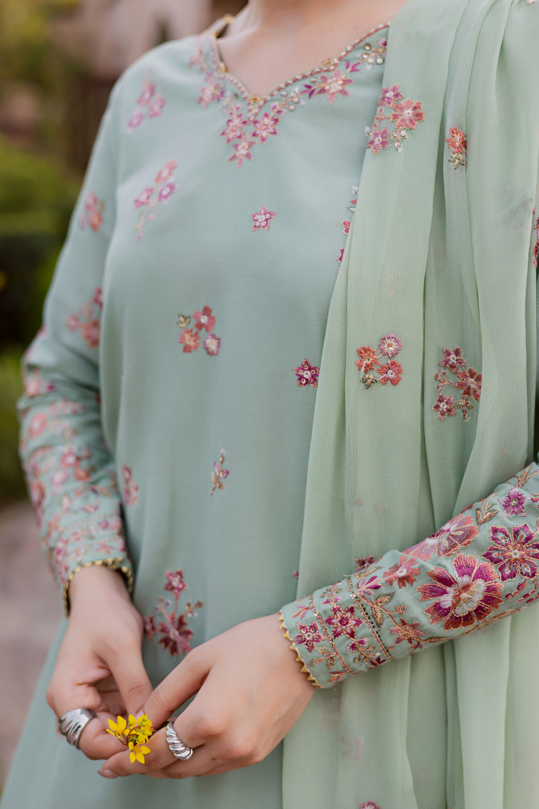 Sea Zunaisha 3Pc - Embroidered Khaddar Dress BATIK WINTER PRET 2025  BATIK   XS / Sea Green / Khaddar-S / Sea Green / Khaddar-M / Sea Green / Khaddar-L / Sea Green / Khaddar-XL / Sea Green / Khaddar