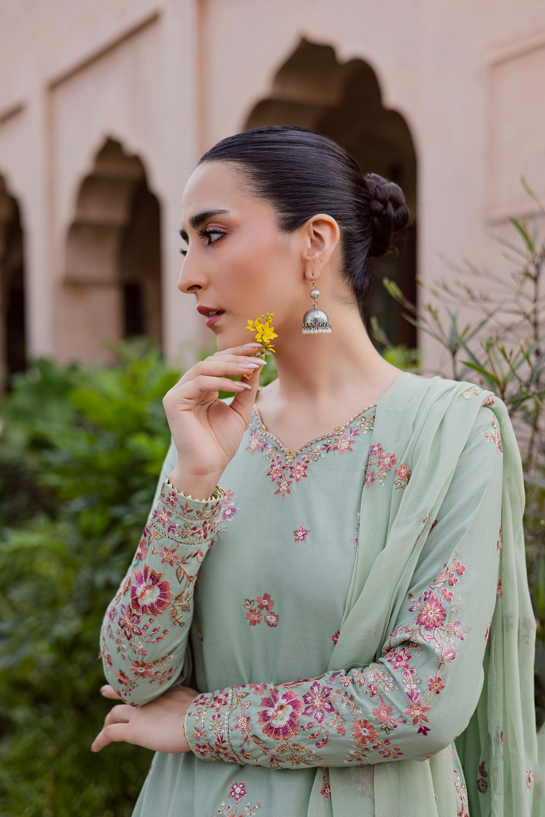 Sea Zunaisha 3Pc - Embroidered Khaddar Dress BATIK WINTER PRET 2025  BATIK   XS / Sea Green / Khaddar-S / Sea Green / Khaddar-M / Sea Green / Khaddar-L / Sea Green / Khaddar-XL / Sea Green / Khaddar