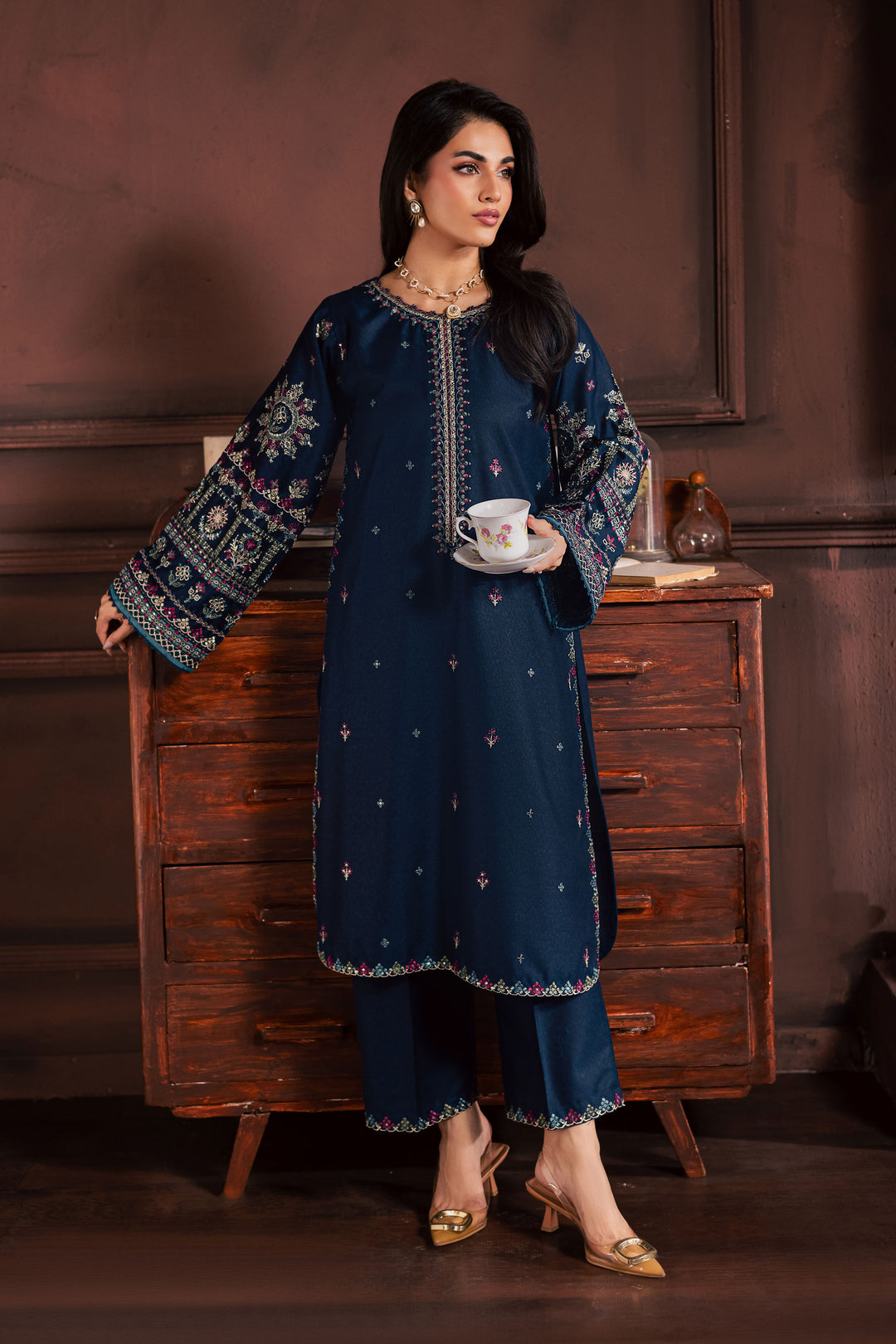 Shajjar 2Pc - Embroidered Karandi Dress