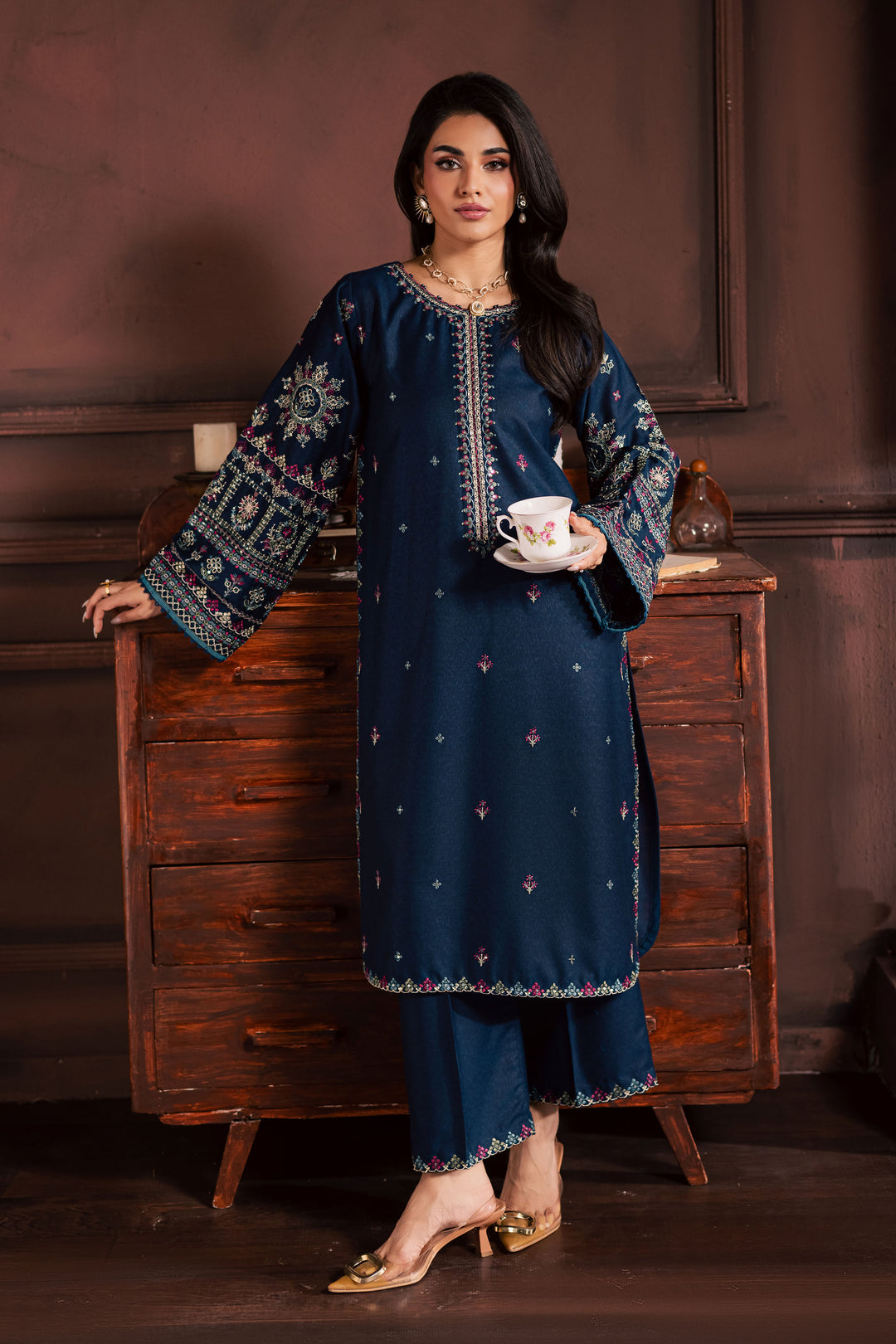 Shajjar 2Pc - Embroidered Karandi Dress